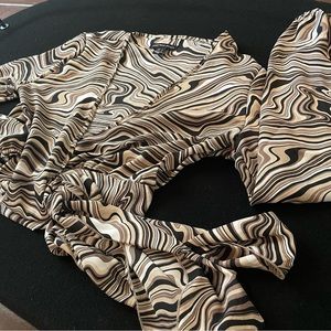 Streetwear Society Wrap & Tie Crop Top, Brown/Black Small